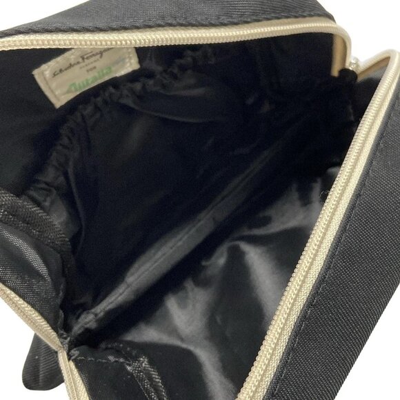 Auth Salvatore Ferragamo Gancini - Black Canvas Pouch - Picture 6 of 10